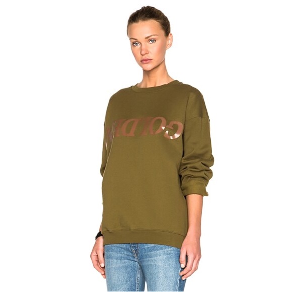 GOLDEN GOOSE Deluxe Brand Elise Oversized Sweatshirt in Musk (Mustard Green) XXS - Picture 1 of 15